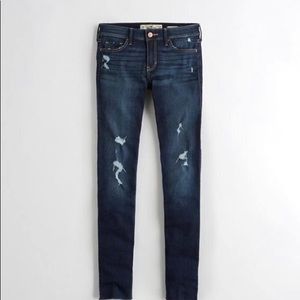 Hollister Ripped Dark Wash Low Rise Jeans